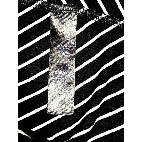 Chicos Black White Striped Asymmetrical Long Sleeve Tunic Dress Modern Chic Size - Picture 7 of 11